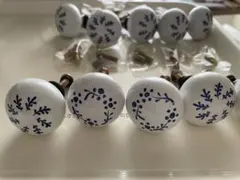 陶器製花柄ノブセット 取手 12個