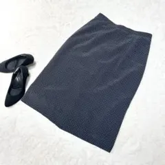 タイトスカート✨ミモレ丈【13号】ドット柄　水玉　総柄　日本製　大きいサイズ