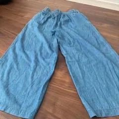 デニムブルー ガウチョパンツ ゴムウエスト
