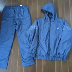 asics 3XL 青色 中綿パデッド　ジャケット　パンツ　セット　数回使用