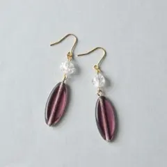 NO.1033 パープルチェコビーズイヤリング/ピアス