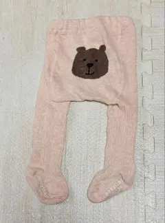 GAP クマ刺繍 ピンク ベビータイツ