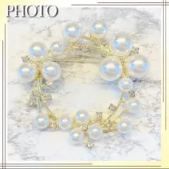 サークルブローチ パール ラインストーン 結婚式　　パーティー　懇親会　韓国