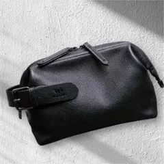 牛革 セカンドバッグ クラッチ ボックス型 ダブルファスナー厚手 本革 レザー