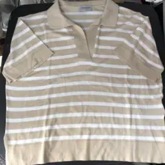 JOHN SMEDLEY ベージュストライプ ポロシャツ S高島屋購入試着のみのサムネイル