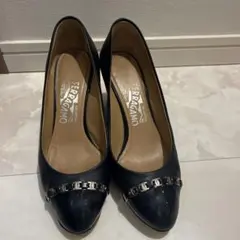 Ferragamo ネイビー レザー ウェッジヒールのサムネイル