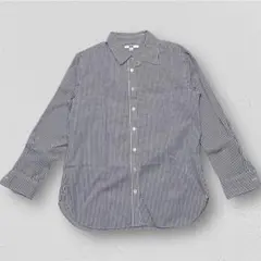 UNIQLO ユニクロ コットンストライプシャツ M ネイビー　ブルー