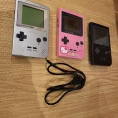 ゲームボーイポケット、キティピンク、シルバー、ブラック、通信ケーブルセット