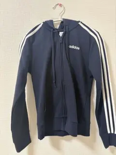 adidas ネイビー フルジップパーカー