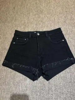 ZARA ブラック フリンジ裾 ショートパンツ 36