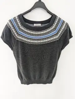 NEWYORKER　ノルディック柄　半袖ニット