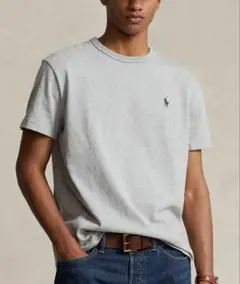 グレー コットン Tシャツ 半袖 ポロロゴ