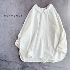 HEAVENLY ヘブンリー ⿻ コットン ちび襟 ワイドブラウス ゆったり 白 HEAVENLY ヘブンリー ⿻ コットン ちび襟 ワイドブラウス ゆったり 白