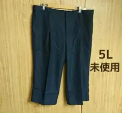 未使用　5L　大きいサイズ　ワイドパンツ　ジョーゼット素材　ネイビー