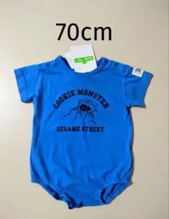 新品 セサミストリート 半袖ロンパース 70cm なりきりクッキーモンスター青色のサムネイル