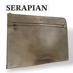 【美品】SERAPIAN クラッチバッグ カーキ系　トープ　メンズ　A4ビジネス