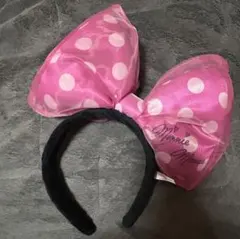 ミニーちゃん 水玉 カチューシャ リボン ピンク ディズニー