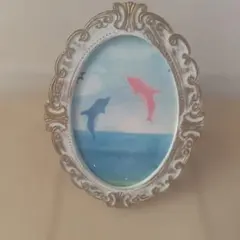オーバル型イルカのフォトフレーム　ハンドメイド