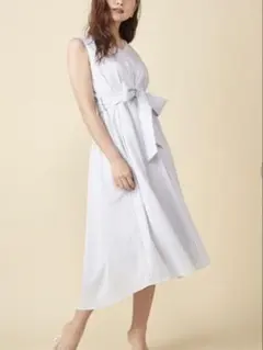 【未使用】ROYALPARTY Ｖネック ノースリーブ ストライプ柄 ベルト付