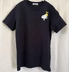 スヌーピーTシャツMネイビープリントポケットあり