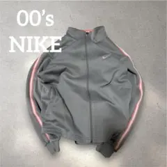 00s OLD NIKE ナイキ 日本製 トラックジャケット グレー×ピンクのサムネイル