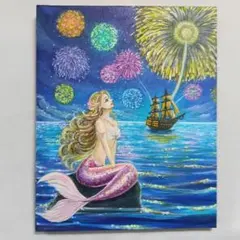 アクリル画 F3 キャンバス人魚 人魚姫 マーメイド 風景画 絵画 - メルカリ