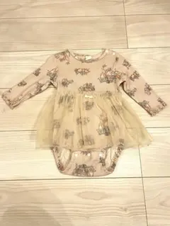 Cottoli ベージュ バンビ柄ロンパース