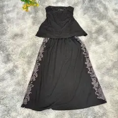 【新品】イーチ　サイドレースデザインワンピース　【L】　ブラック　セパレート