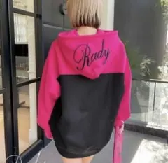 Rady フードロゴフーディ Mサイズ ピンク ブラック バイカラー パーカー