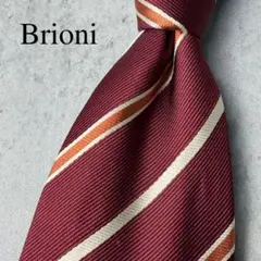 イタリア製 Brioni ブリオーニ ストライプ ネクタイ ボルドーのサムネイル