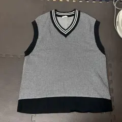 チェック柄 Vネック ベスト Mサイズ