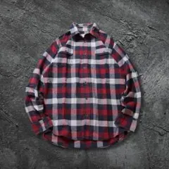 90s Vintage チェックシャツ 赤 M 長袖 古着 ネルシャツ 柄