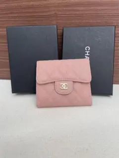 【激安】CHANEL シャネル マトラッセ 三つ折り財布 キャビアスキン ピンク CHANEL（シャネル） マトラッセ ココマーク 三つ折り財布 ピンク