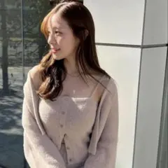 COCO DEAL ラメフェザーガウン×キャミソール