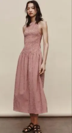 ZARA ギンガムチェックミディワンピース　L マタニティ