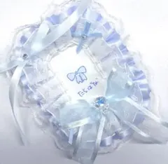 【8】 硬質カードケースデコ レースデコ 水色