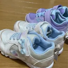 キッズスニーカー ホワイト/パープル 16cm しを