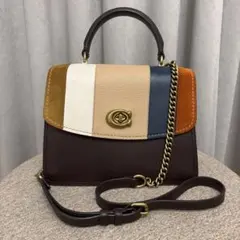 コーチ マルチカラー レザー ショルダーバッグ