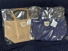 【匿名発送】フェイラー オールドテディ　ワッペントートバッグ　ベージュ　ネイビー