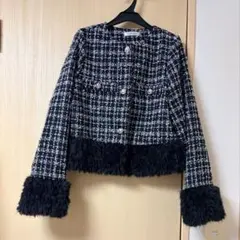 natural couture 【WEB限定】シャギーファーツイードジャケット