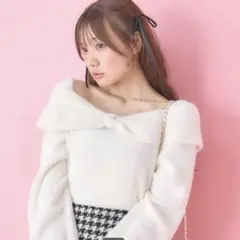 INGNI　フェザーヤーンオフショルリボンニット