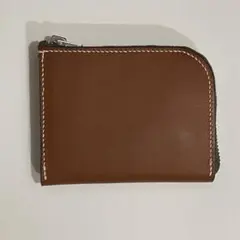 ブラウンレザー コンパクト財布 ジッパー付き　L字ファスナー　ミネルバリスシオ