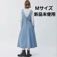 新品【GU】デニム Vネック ノースリーブ ジャンパードレス　スカート　M