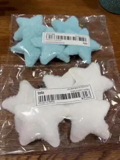 星型ヘアクリップ 6個セット　白、ブルー