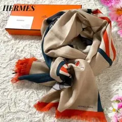 未使用級✨Hermes レクタングル ストール 馬着 シュバル カシミヤ シルク