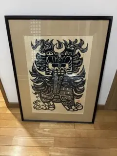 牛鬼の仁王 阿形 版画 1986年 額装　兵頭俊朗 牛鬼の仁王 阿形 版画 1986年 額装 兵頭俊朗 - メルカリ