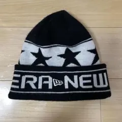 ニューエラ ビーニー ニット帽 黒 白 星柄 ロゴ y2k ストリート