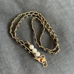 ショルダーストラップ ブラック ゴールド パール