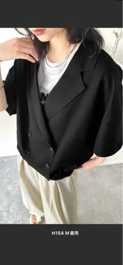 テックリネン素材ダブルテーラード衿シャツジャケット