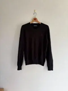 ダークブラウン Vネック セーター 100%ピマコットン